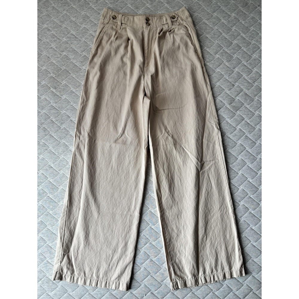 Madewell Pants Womens 2 Beige Pleated Twill Wide Leg Relaxed Chino Summer